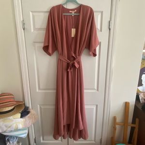 Hutch (ModCloth) sz2X dark blush maxi wrap dress